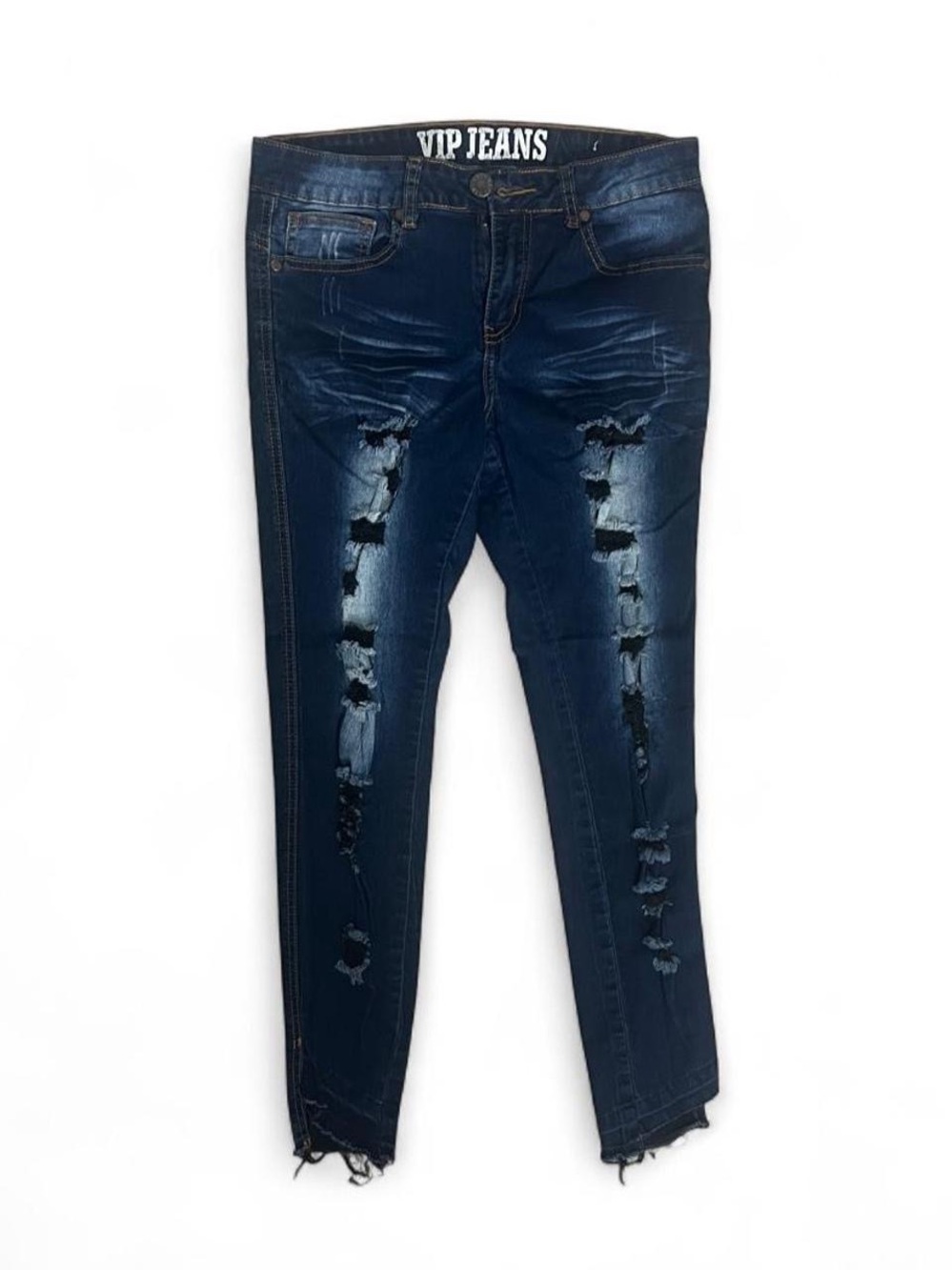 VIP Women's Dark Indigo Ripped Skinny Jeans